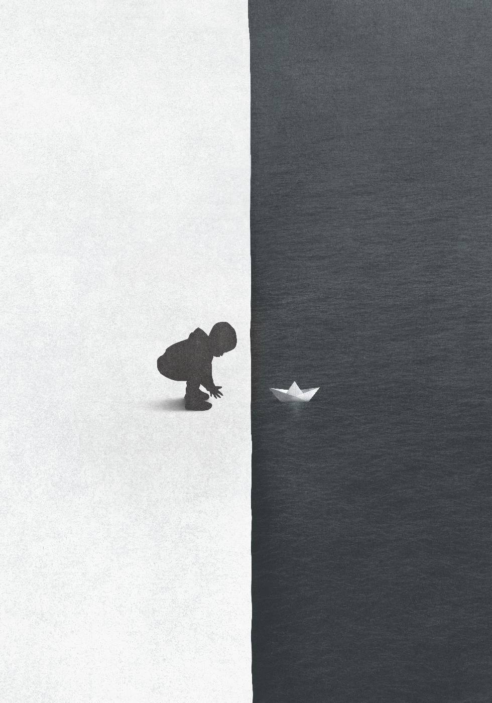 Child with Boat Contrast Poster - Posterbox.no