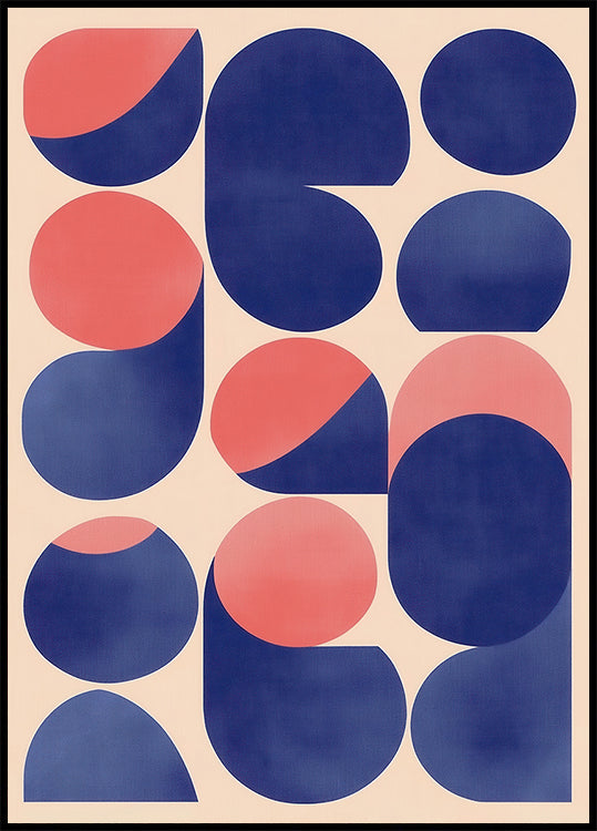 Geometric Abstract Art with Blue and Red Shapes (NEW) - Posterbox