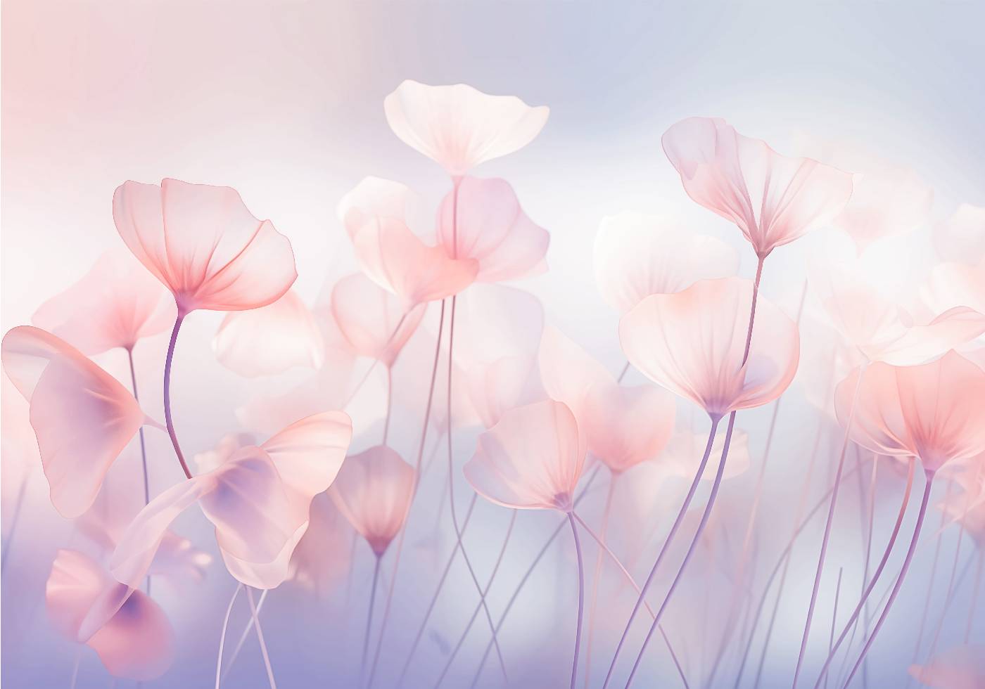 Pink Pastel Flowers Poster - Posterbox.no
