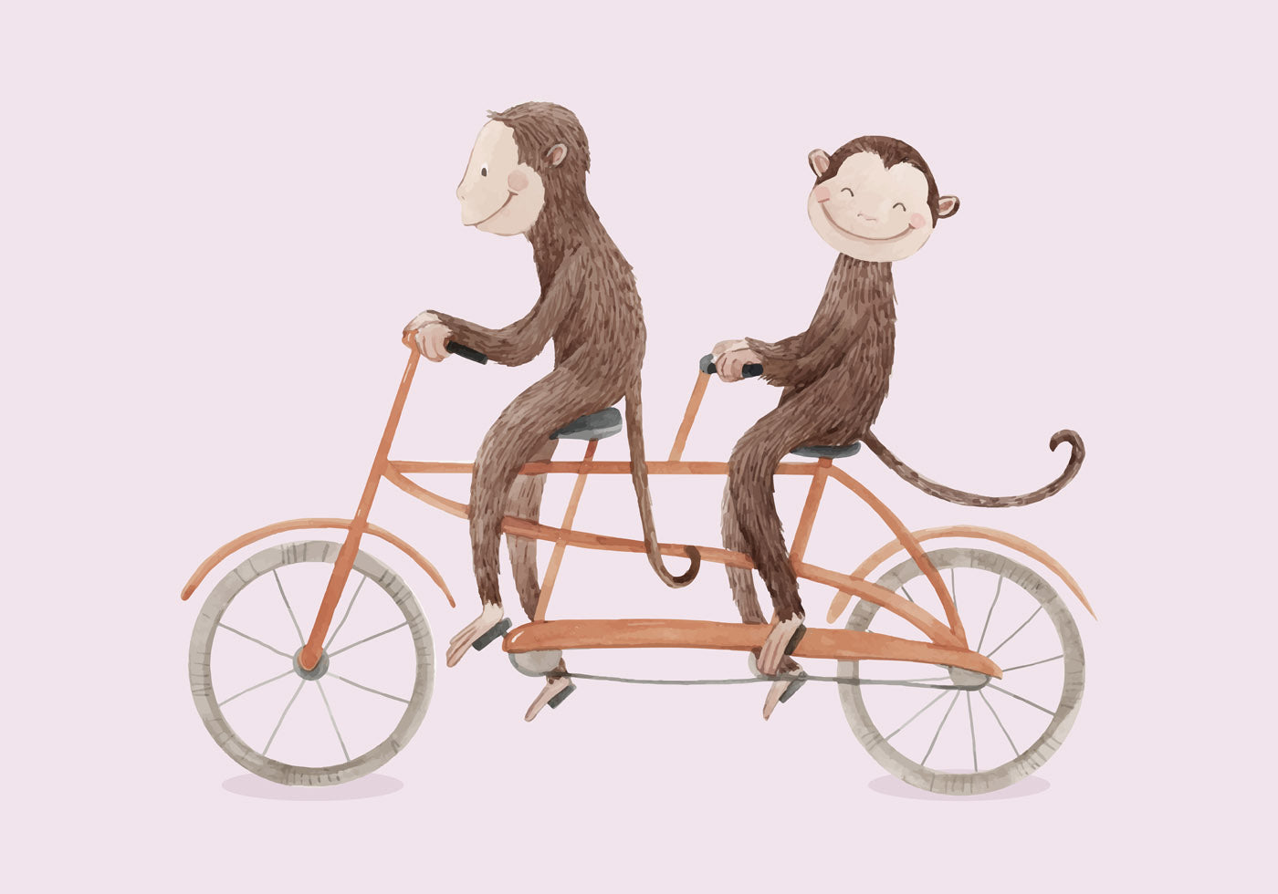 Monkey Bicycle Nursery Poster - Posterbox.no
