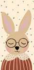 A cartoon rabbit wearing glasses and a red and white striped shirt, with its eyes closed and appearing to be in a relaxed or sleeping state.