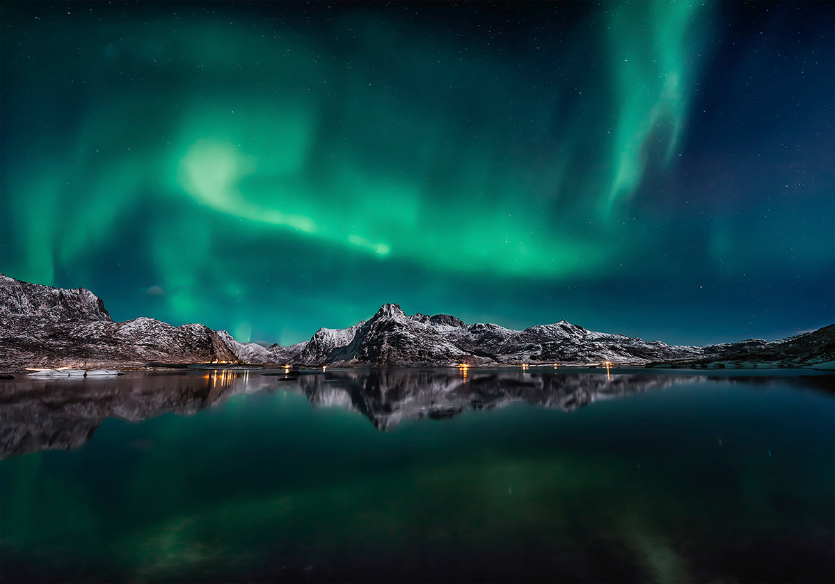 Lofoten Aurora Reflection Poster