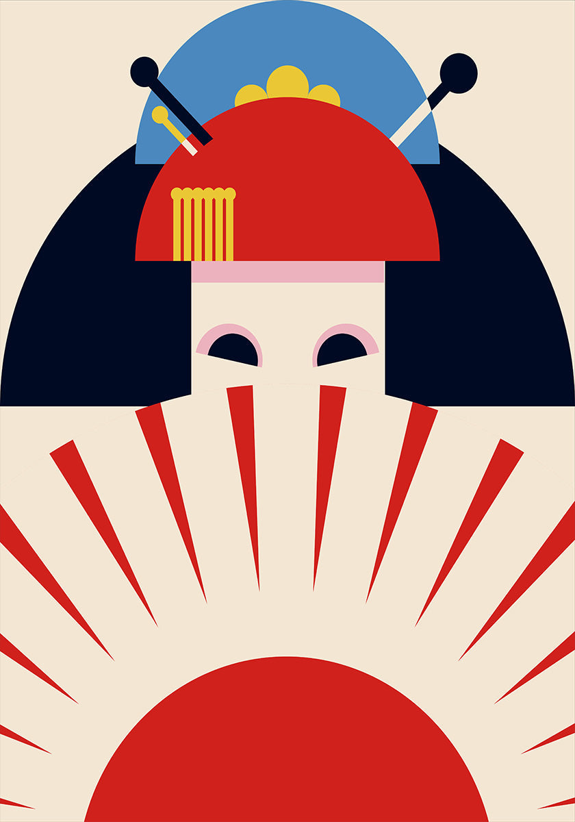 Geisha Girl Retro Minimalist Design (NEW) - Posterbox