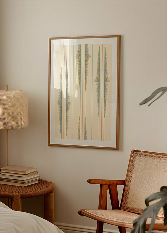 Boho ikat stripes cream and dusty blue pattern (NEW) - Posterbox