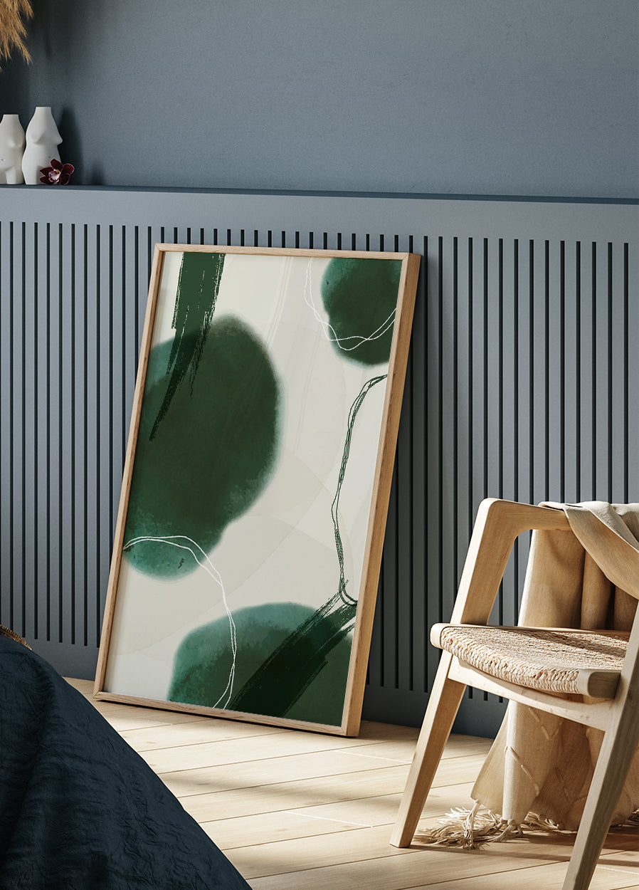 Abstract Green Shapes Art Poster - Posterbox.dk