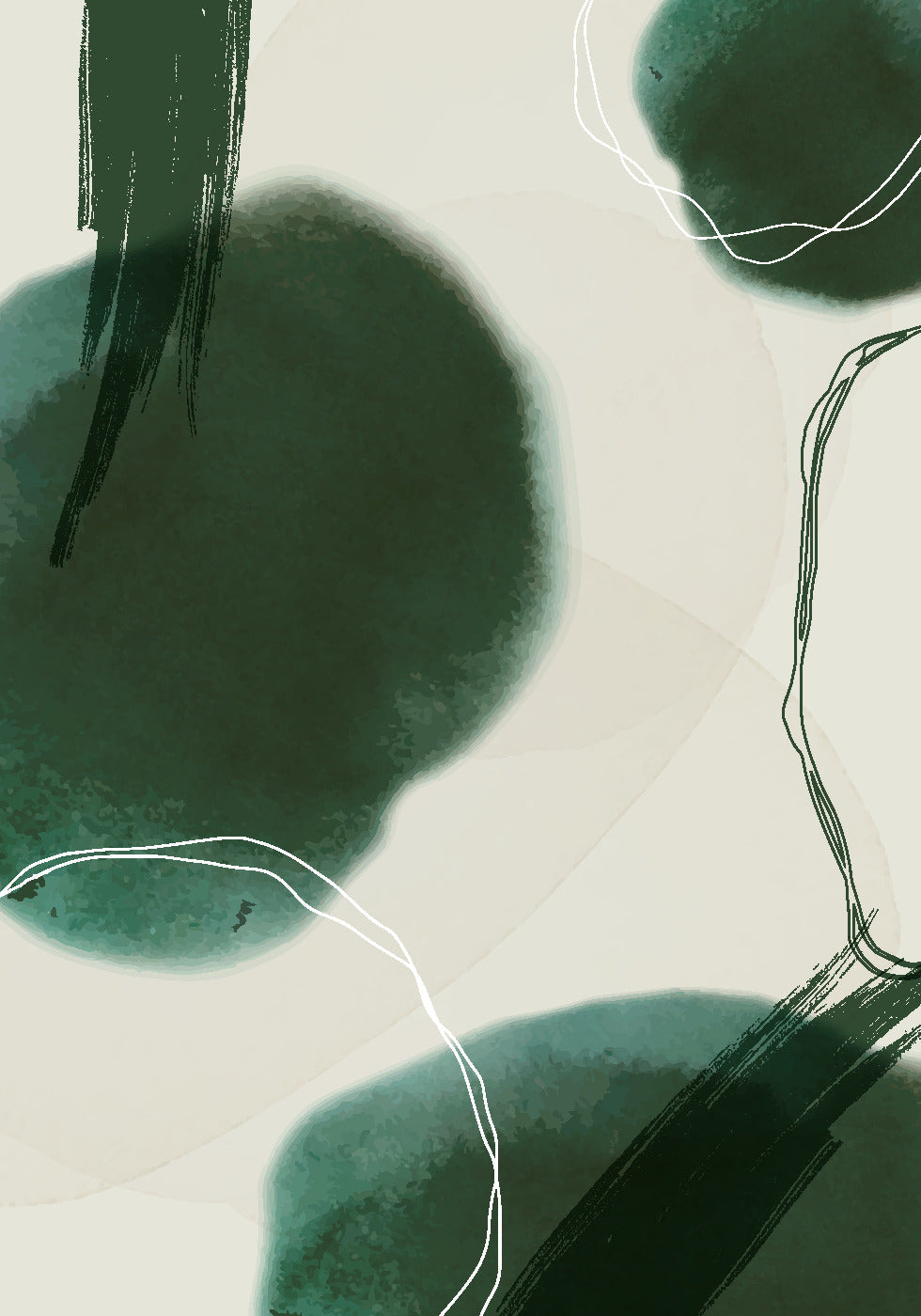 Abstract Green Shapes Art Poster - Posterbox.dk