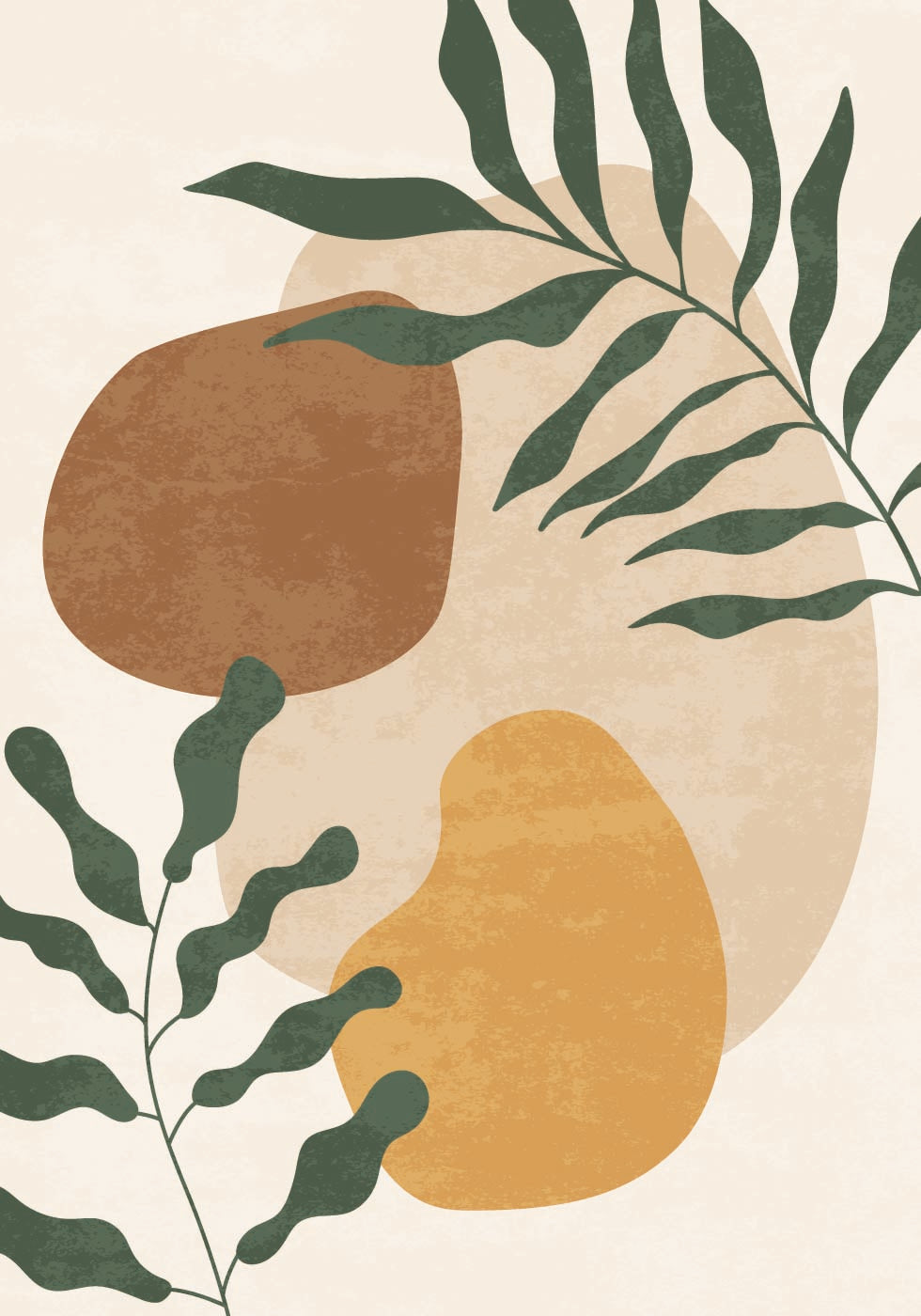 Abstract Shapes and Leaf Poster - Posterbox.dk