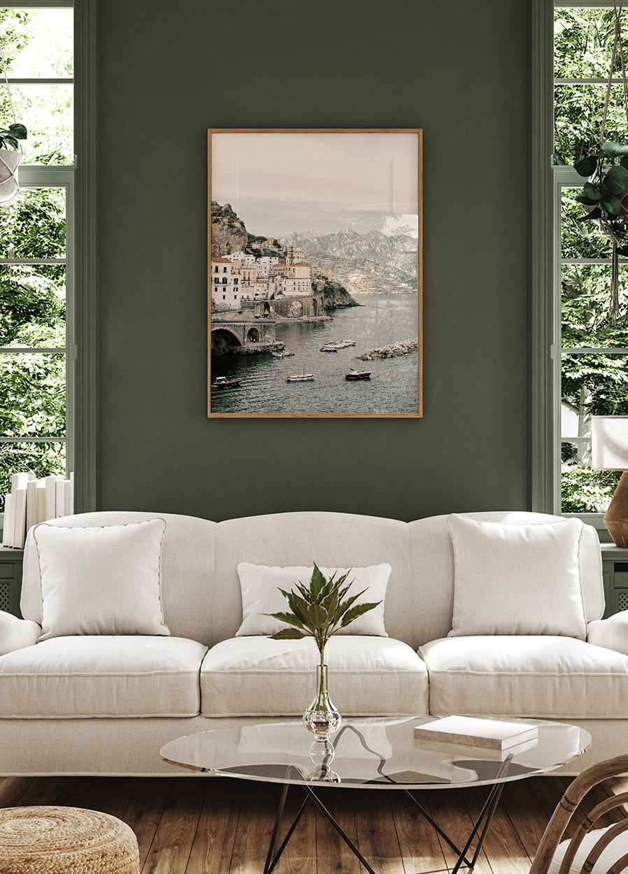 Coastal Village Tranquility poster - Posterbox.dk
