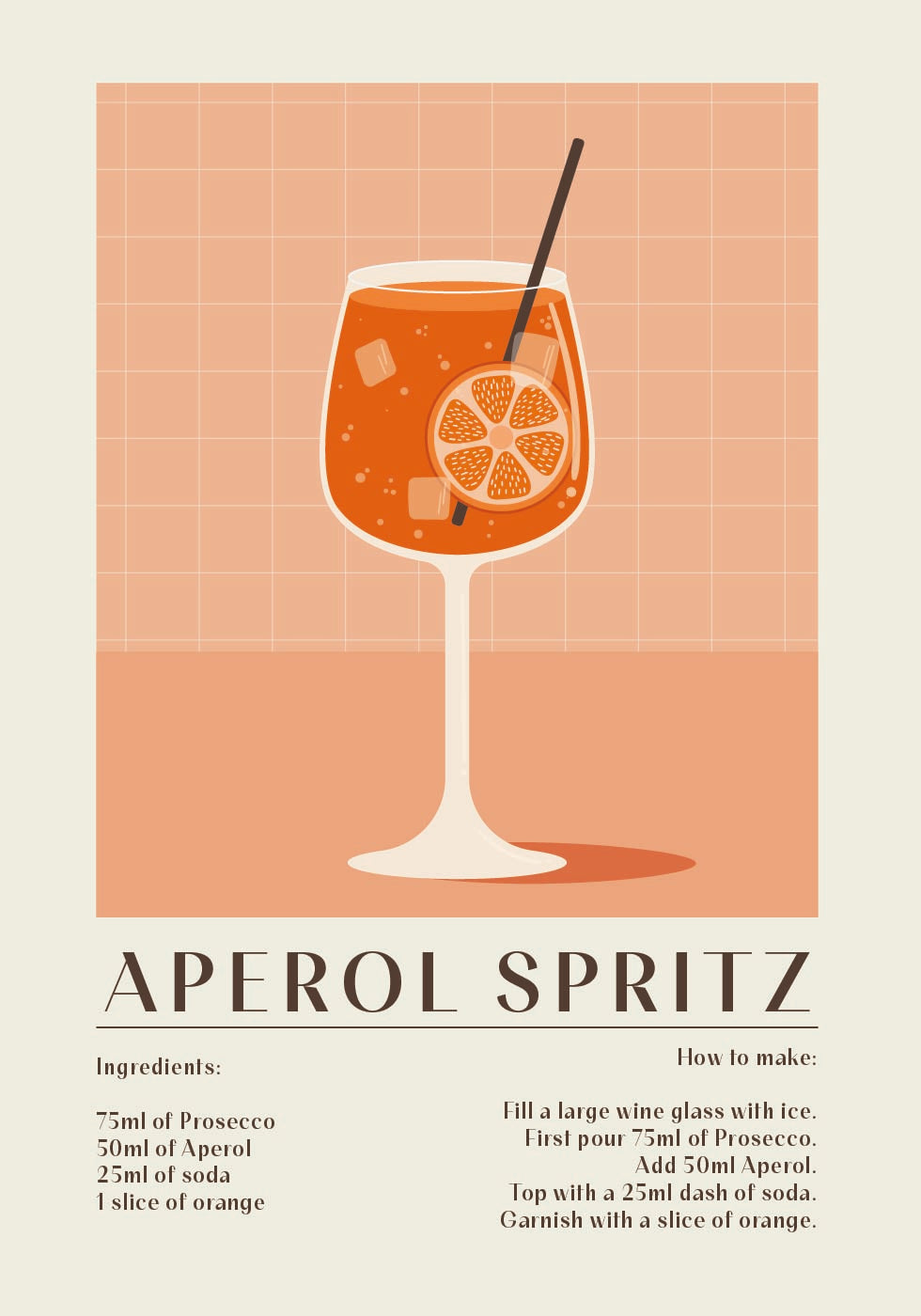 Aperol Spritz Recipe Poster - Posterbox.dk