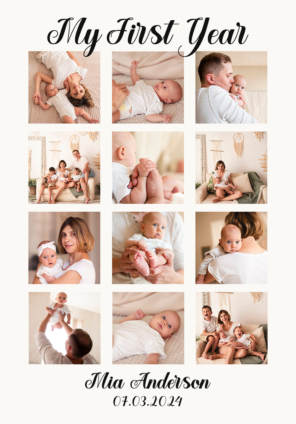 My First Year Personalized Baby Poster
