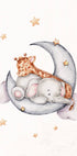 Baby Elephant & Giraffe Sleeping on the Cloud Poster - Posterbox.dk