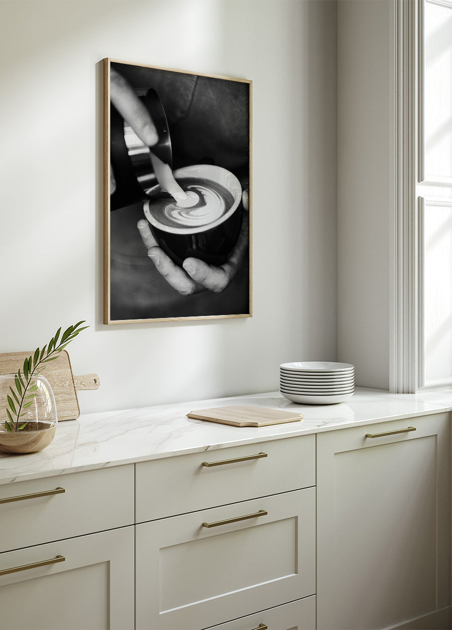 Barista Prepares Latte Coffee Poster - Posterbox.dk