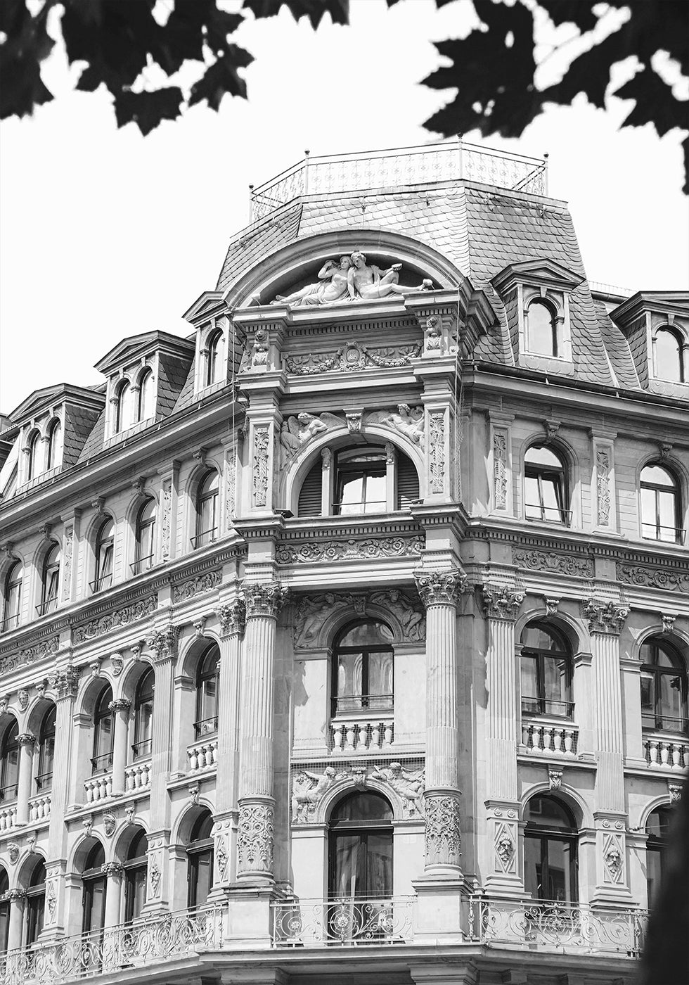 Vienna Baroque Townhouse Black & White Poster