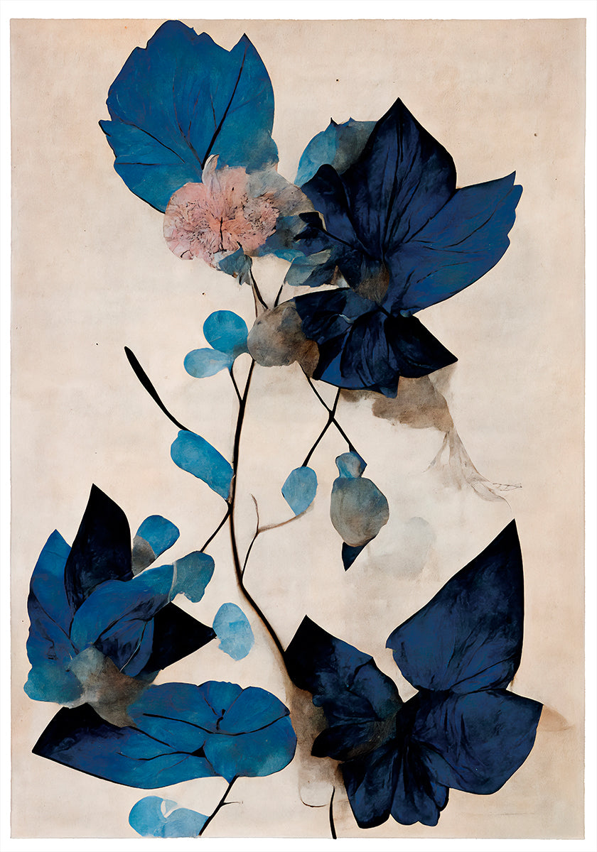 Blue Dry Flowers Poster