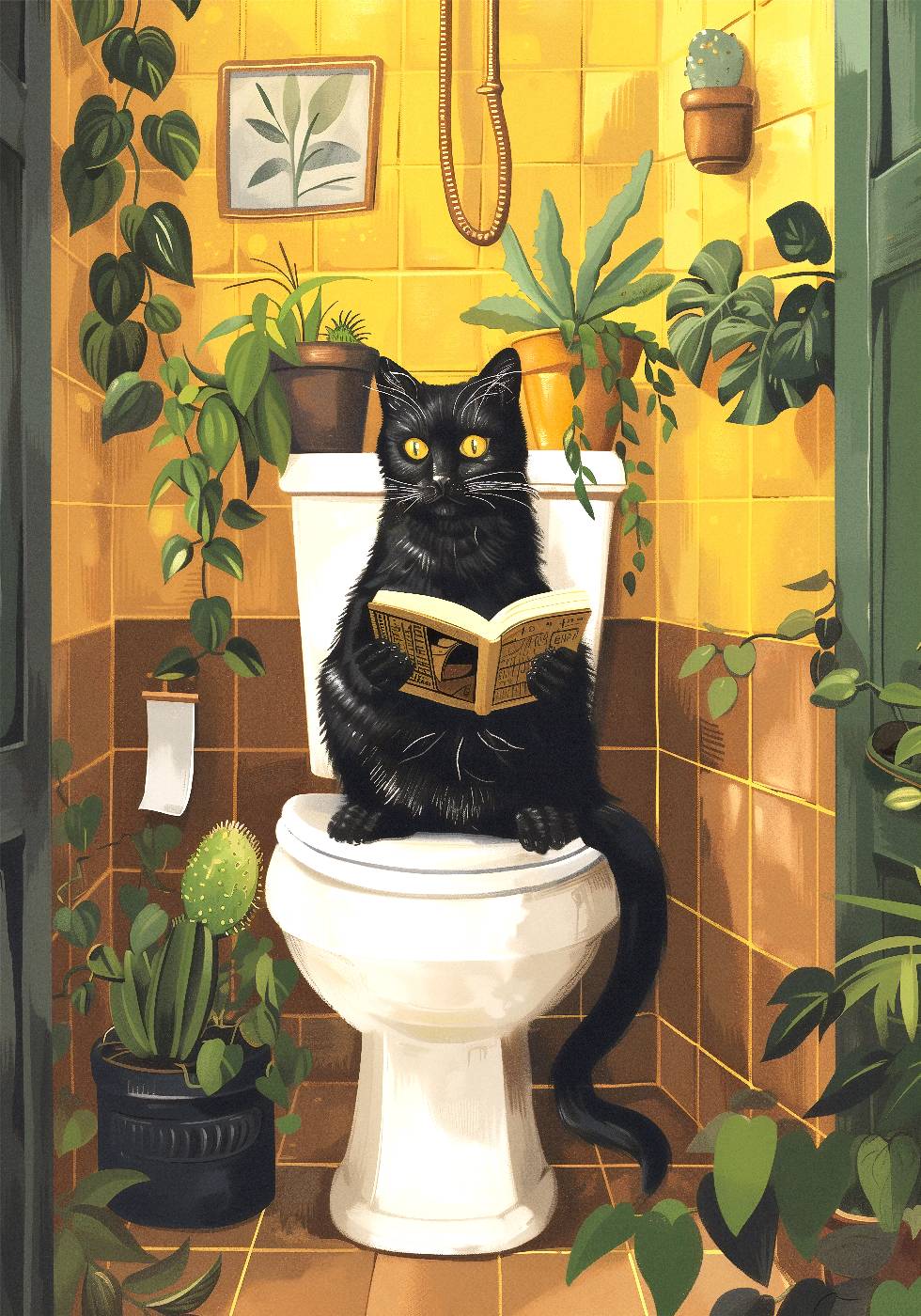 Cat on Toilet Poster - Posterbox.dk