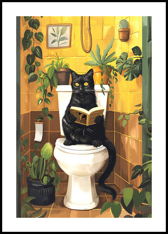 Cat on Toilet Poster - Posterbox.dk
