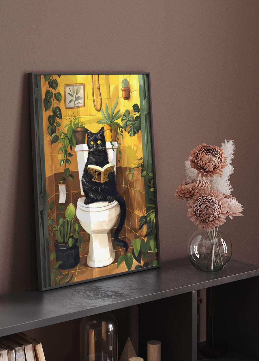 Cat on Toilet Poster - Posterbox.dk