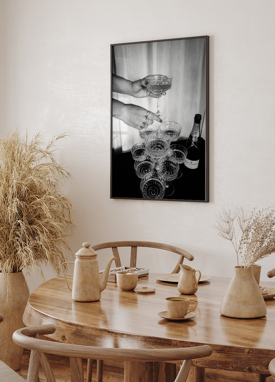 Champagne Glasses Pyramid Poster - Posterbox.dk