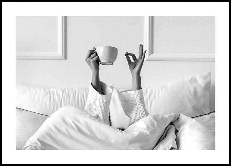 Coffee in Bed Black and White Poster - Posterbox.dk