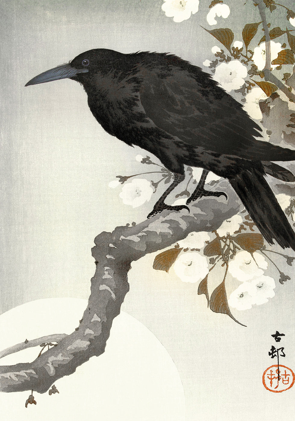 Crow And Full Moon By Ohara Koson Poster - Posterbox.dk