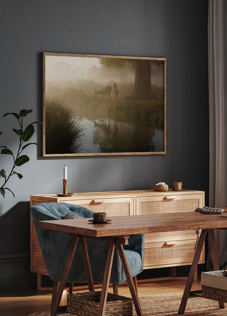 Deer In Mist Poster - Posterbox.dk
