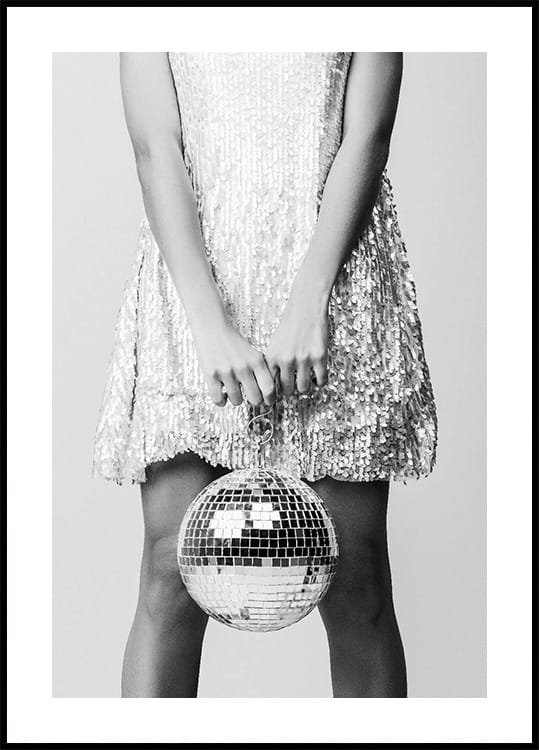 Woman with Discoball Poster - Posterbox.dk
