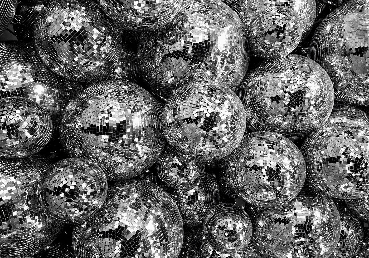 Disco Balls in Black and White Poster - Posterbox.dk
