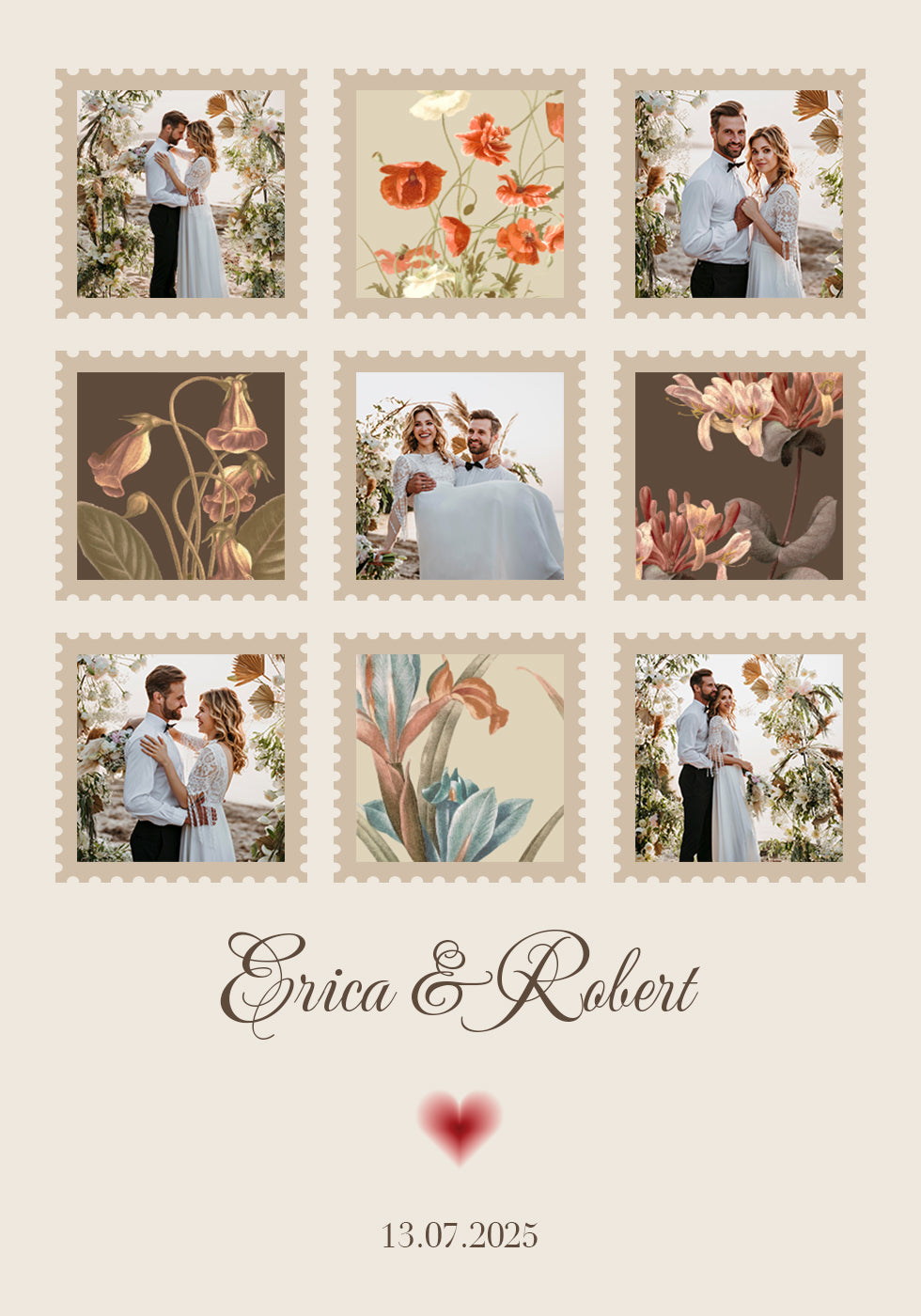 Elegant Wedding Photo Collage Personalized Poster