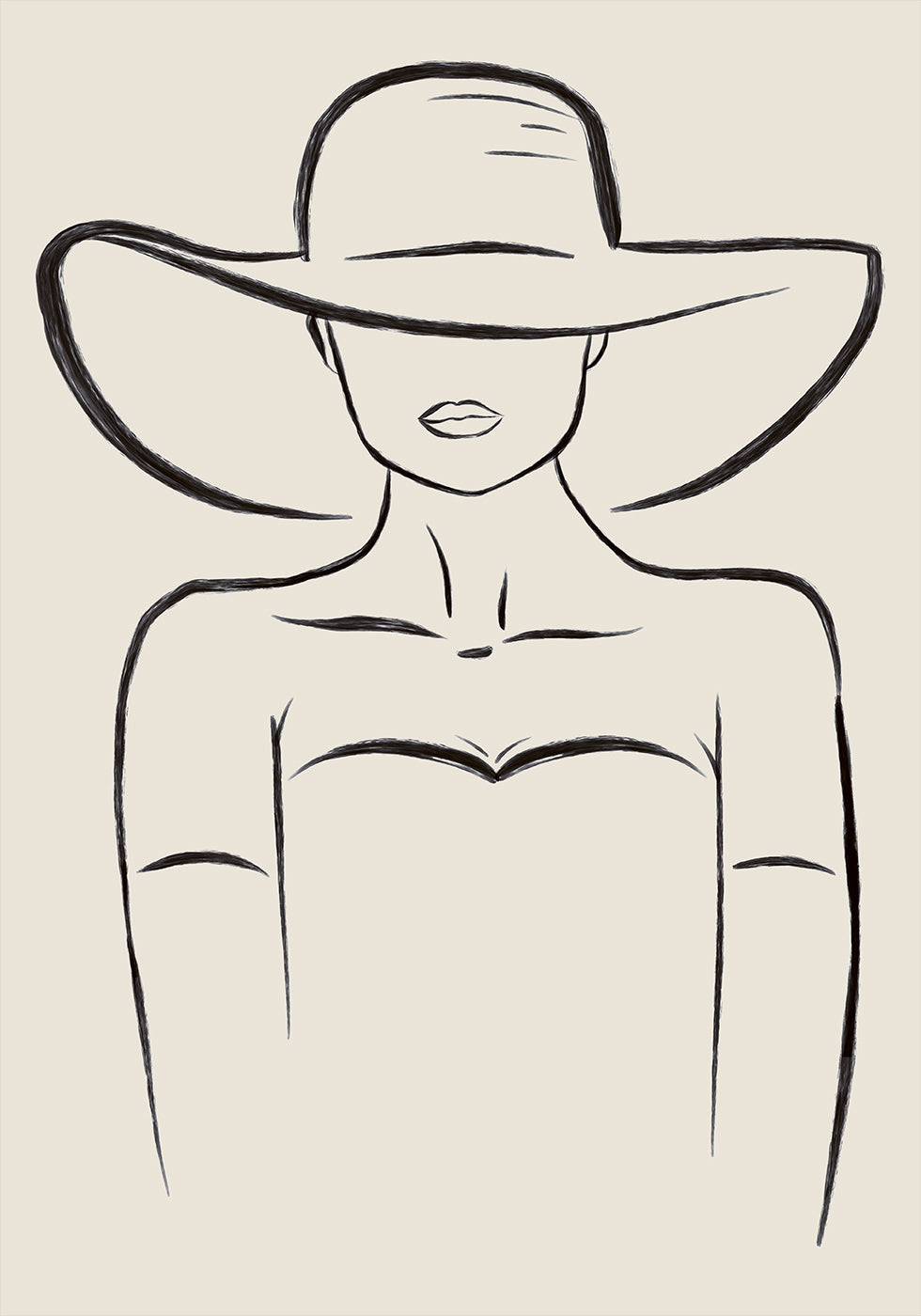 Woman in Wide Hat Poster