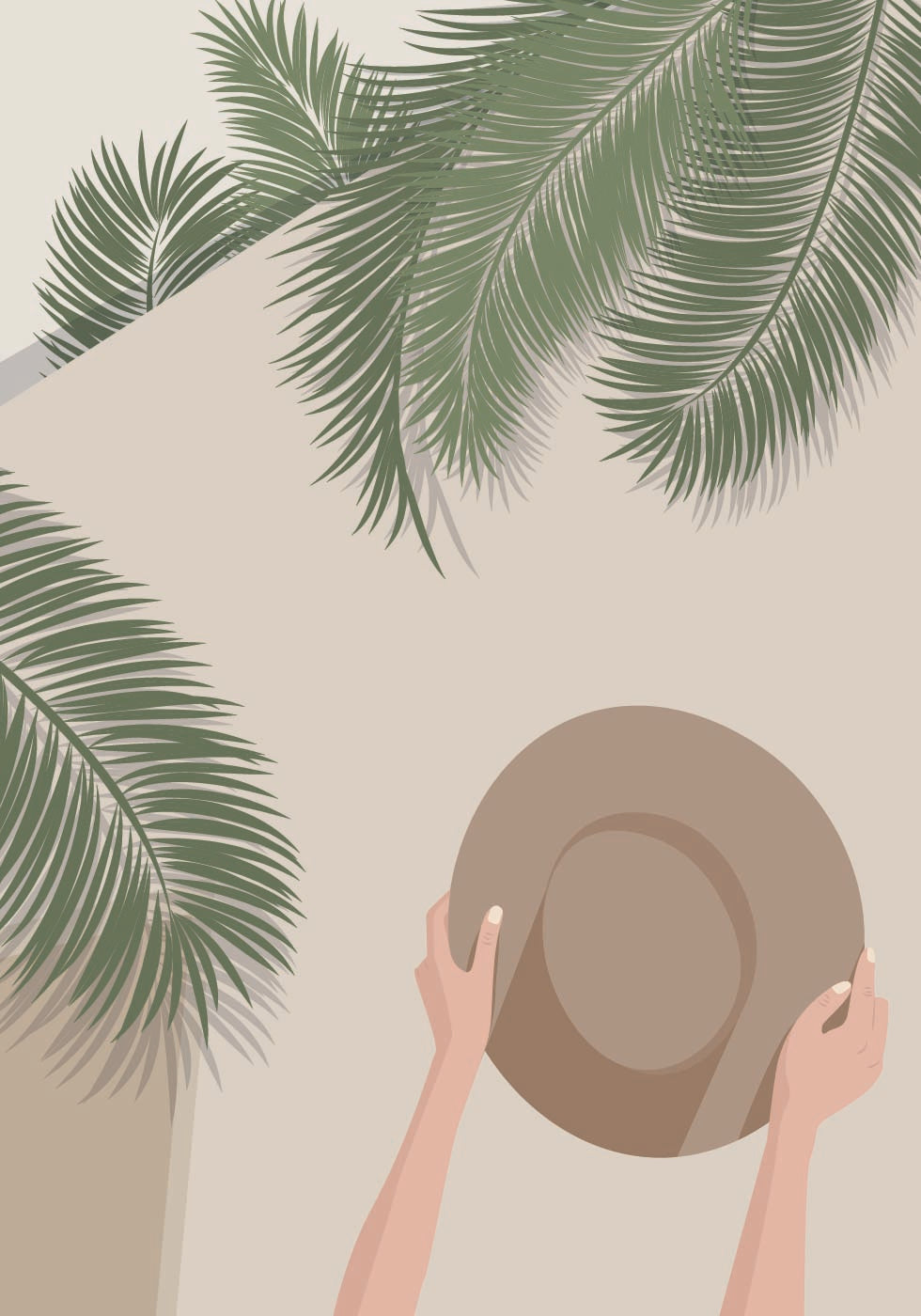 Enjoy the Moment 1, Tropical Palms and Summer Hat Poster