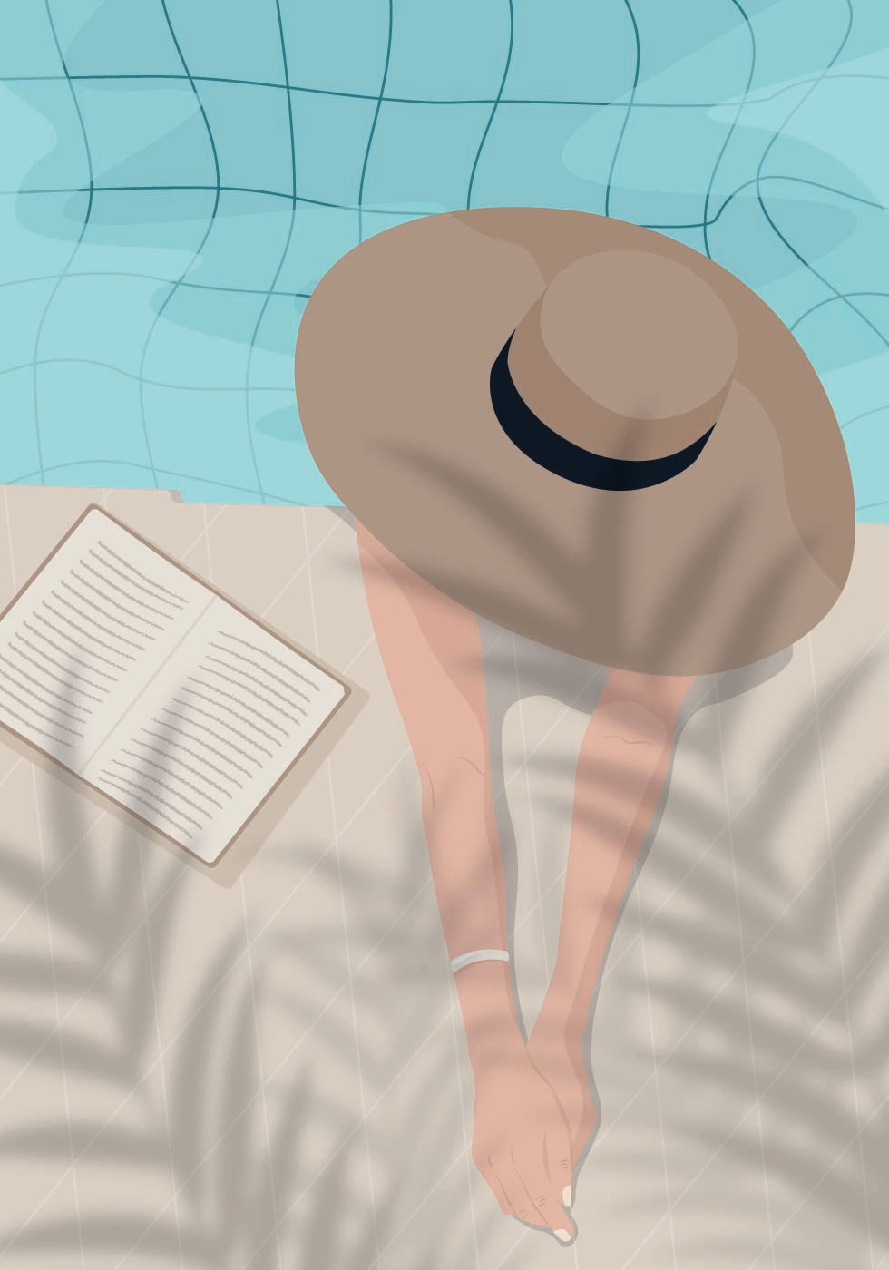 Enjoy the Moment 2, Summer Poolside with Book and Hat Poster