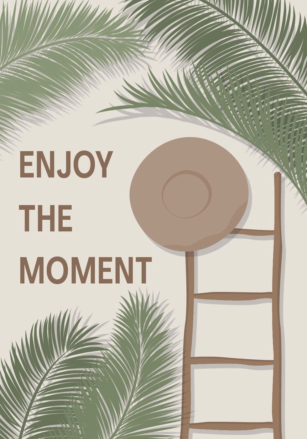 Enjoy the Moment 3, Tropical Summer Quote With Ladder and Hat Poster