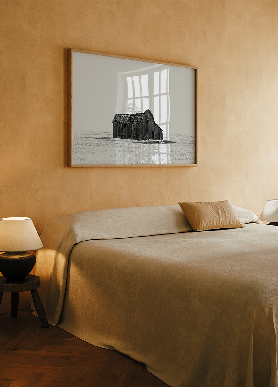 Farm Barn in Winter Poster - Posterbox.dk