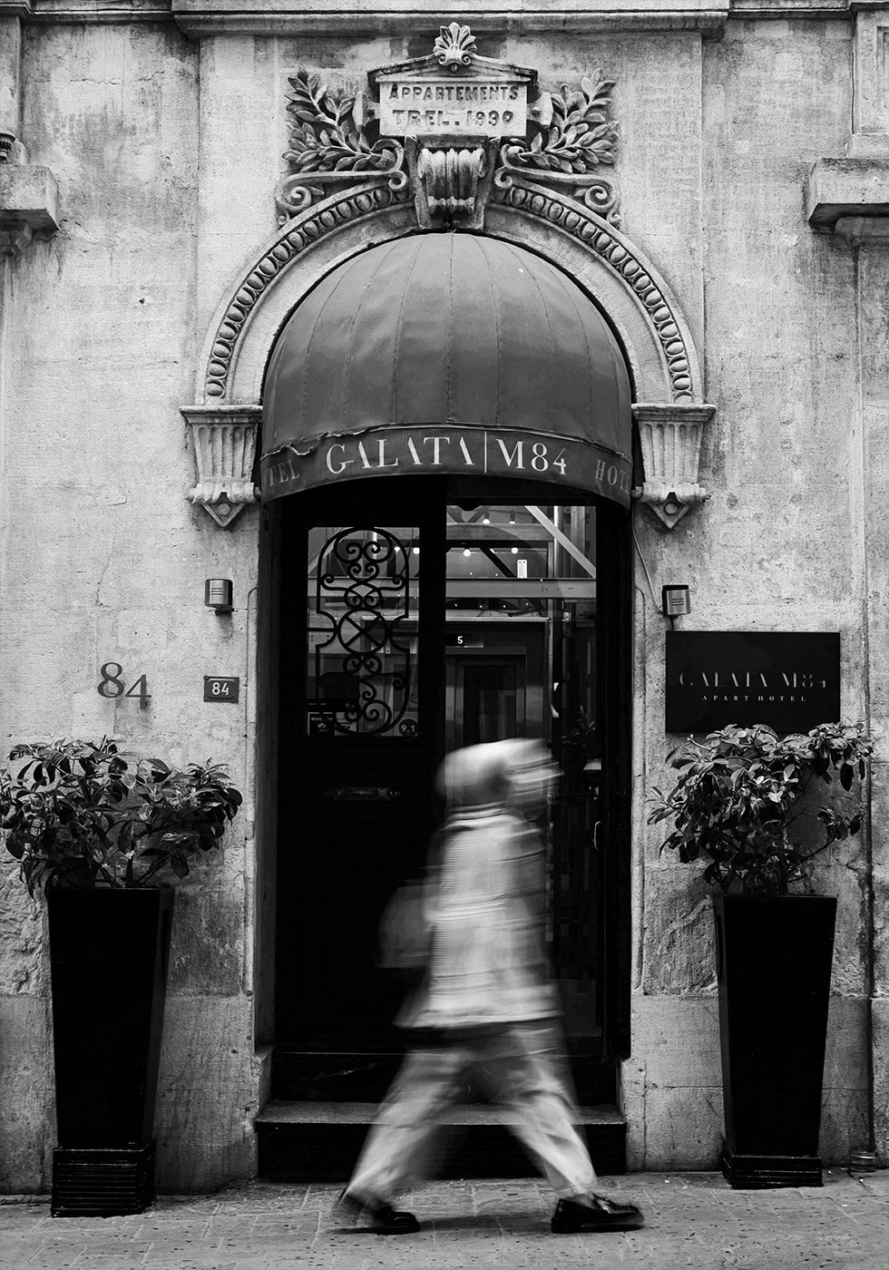 Historic Hotel Entrance Black & White Poster