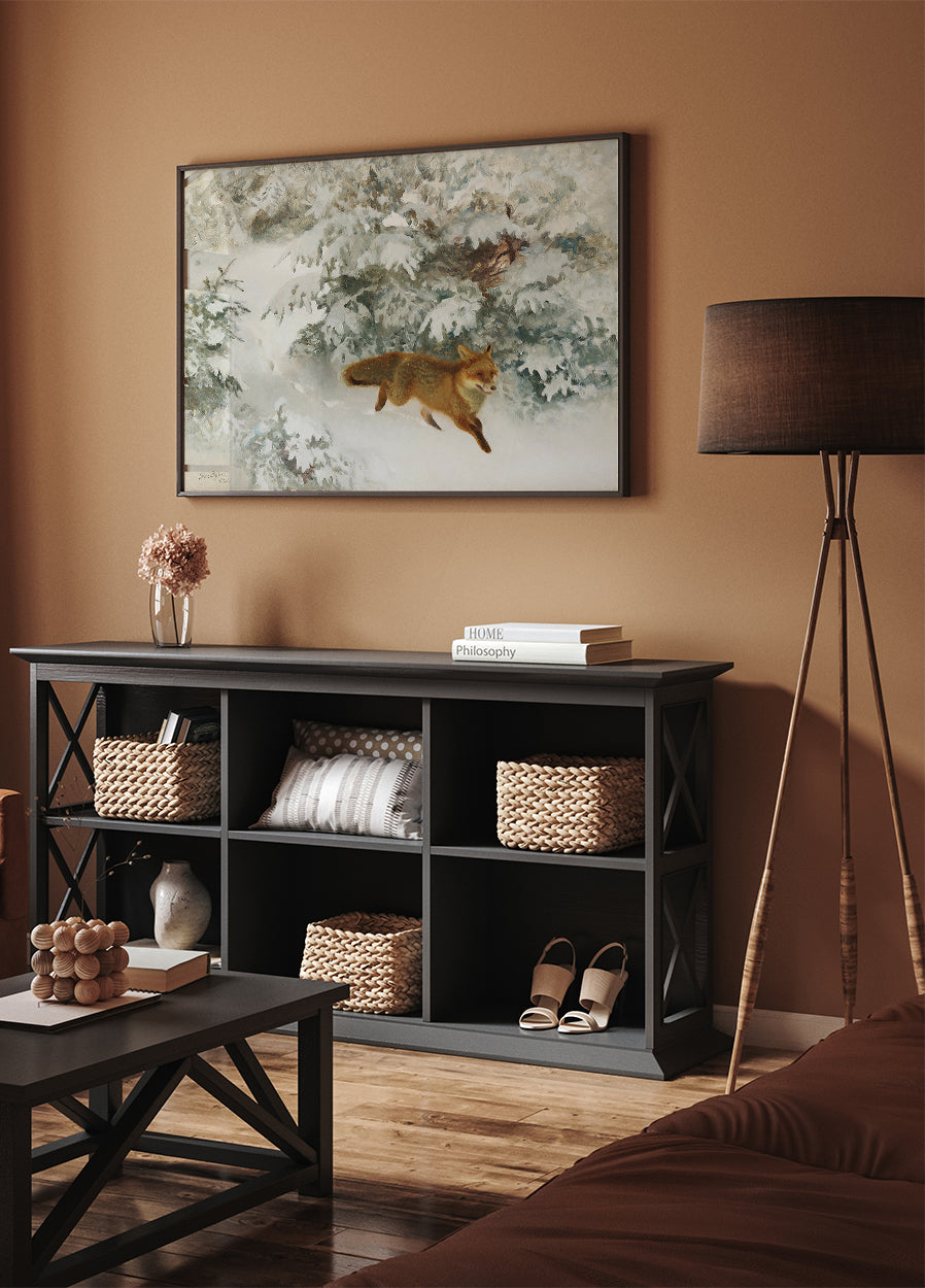 Fox in Winter Landscape By Bruno Liljefors No. 1 Poster - Posterbox.dk