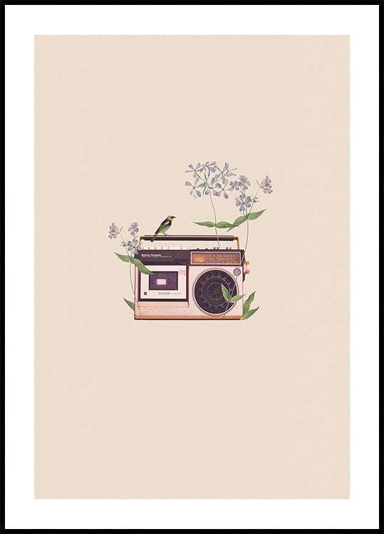 Floral vintage radio Poster