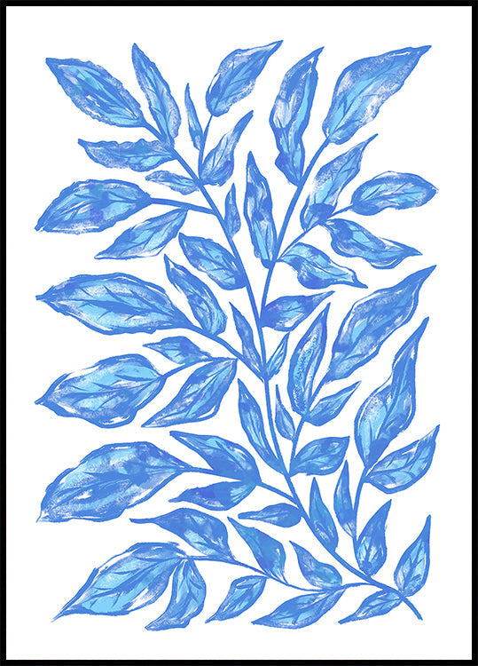 Botanical Illustration Of Blue Leaves Poster