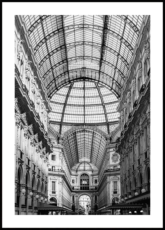 Galleria Vittorio Emanuele II Milan Black & White Poster