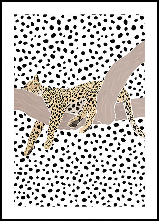 Leopard Sleeping Polka Dots Poster