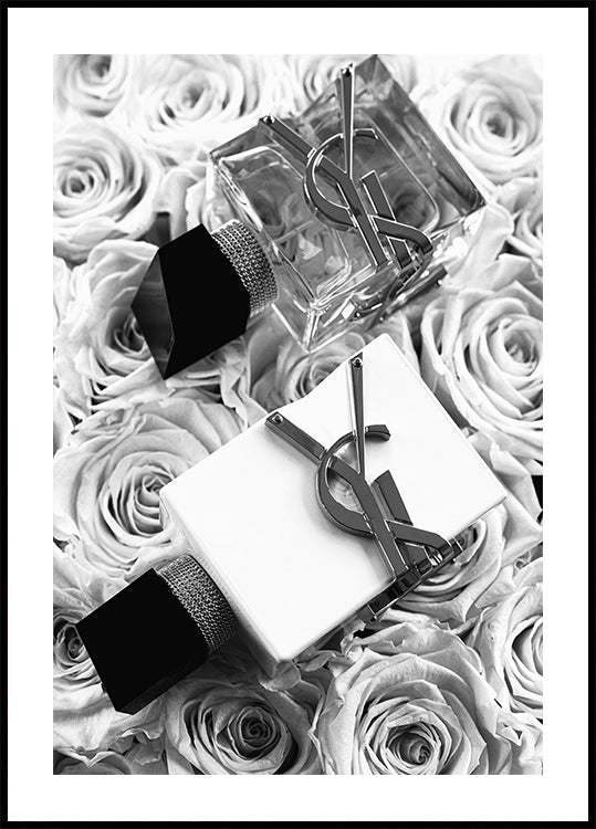 Yves Saint Laurent Perfume Black & White Poster