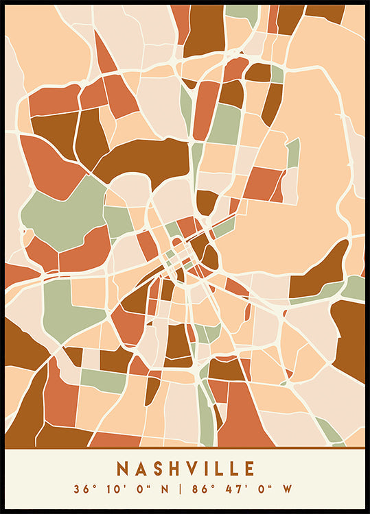 Black Maps Earth Tones 59 Poster