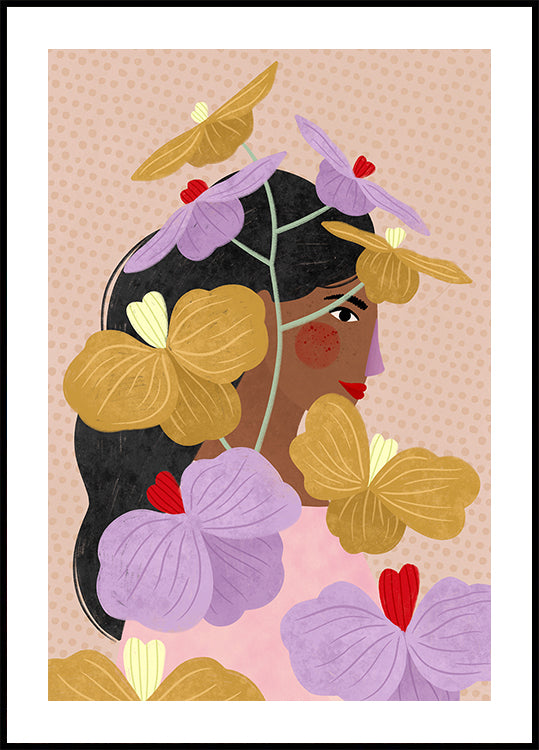 Hidden Behind Yellow Purple Flowers Poster