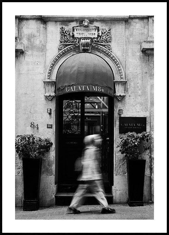 Historic Hotel Entrance Black & White Poster