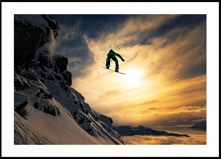 Sunset Snowboarding Poster