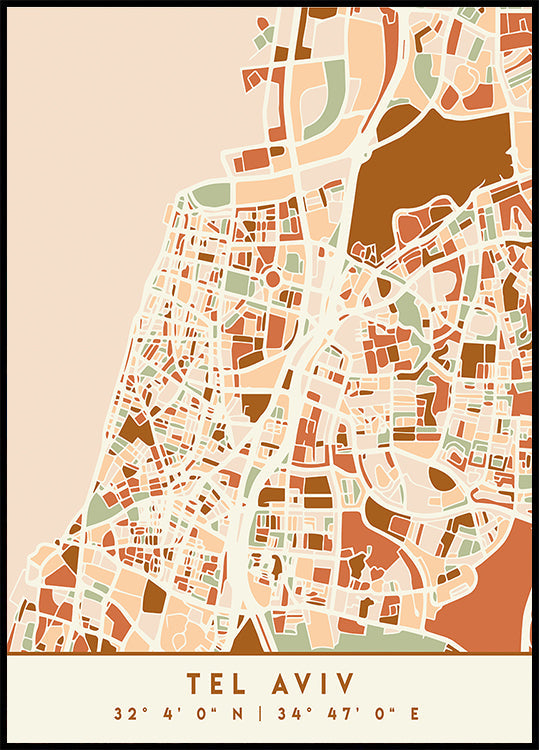 Black Maps Earth Tones 87 Poster