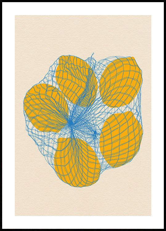Five Lemons In A Net Bag Poster