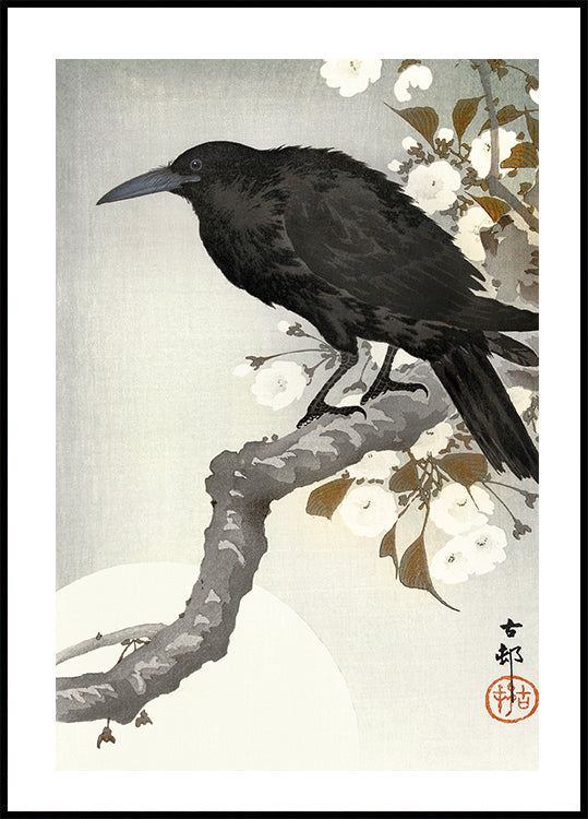 Crow And Full Moon By Ohara Koson Poster - Posterbox.dk