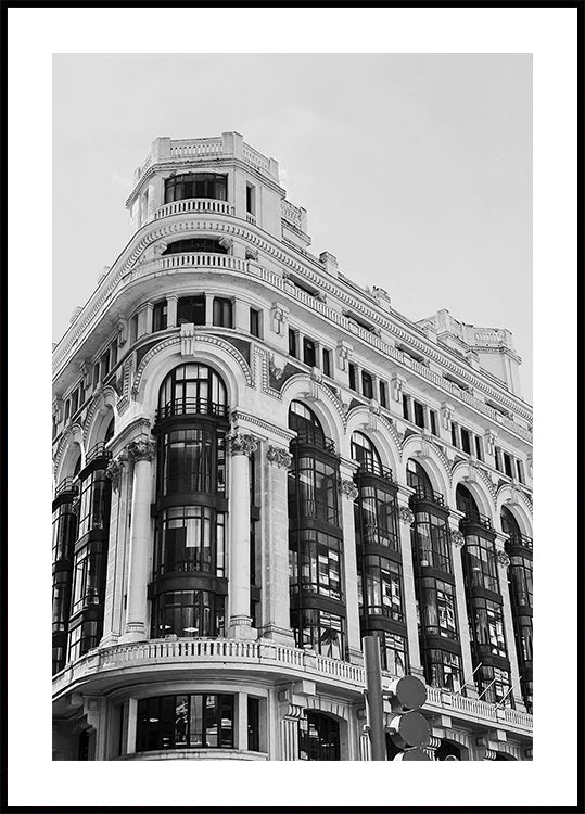 Gran Vía Madrid Architecture Black & White Poster