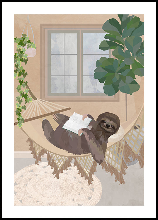 Lazy sloth in hammock Poster