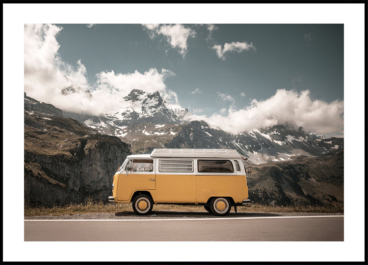 Yellow Van in the Mountains Poster - Posterbox.dk